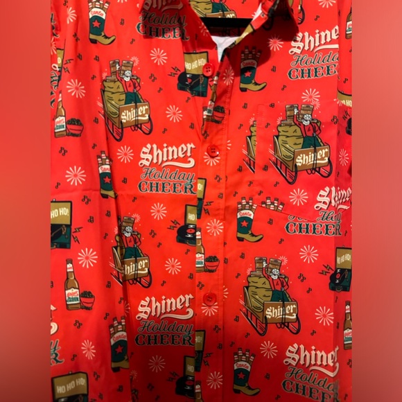 Shiner Bock Beer Holiday Cheer Button down shirt - Picture 4 of 4